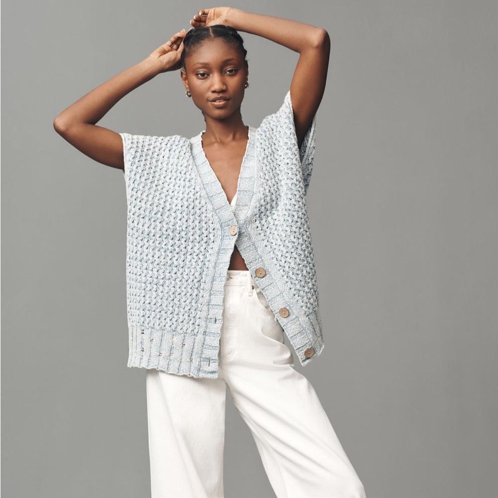 Pilcro Blue Textured Knit Top